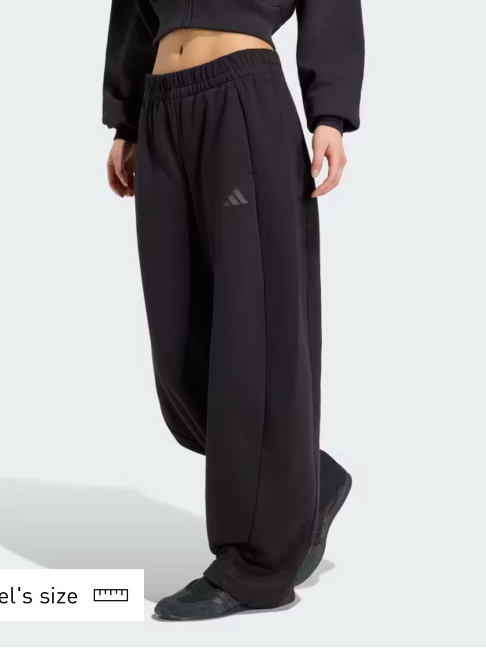 adidas Black Wide-Leg Sweatpants with Elastic Waist